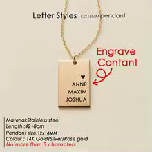 collier simple rectangulaire pour femme